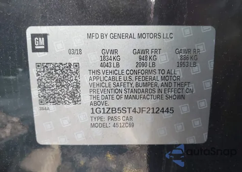 2018 Chevrolet Malibu 1Ls from USA, damaged, VIN 1G1ZB5ST4JF212445